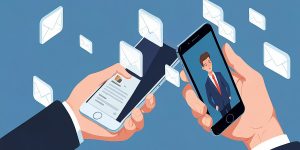 Isometric Businessman Hands Holding Smartphone Sending Messages