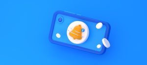 3d render smartphone screen with notification bell