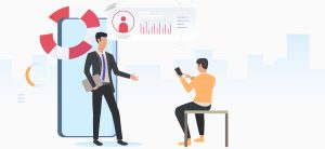 Recruiter and candidate using smartphone